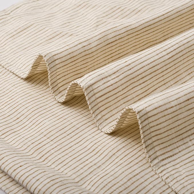 CHUFFED 100% French Linen Pillow Cases Standrad Size Set of 2, Stone Washed Flax Pillow Shams with Zipper Closure - Breathable & Cooling for Hot Sleepers,20x26 Inches,Brown Stripe