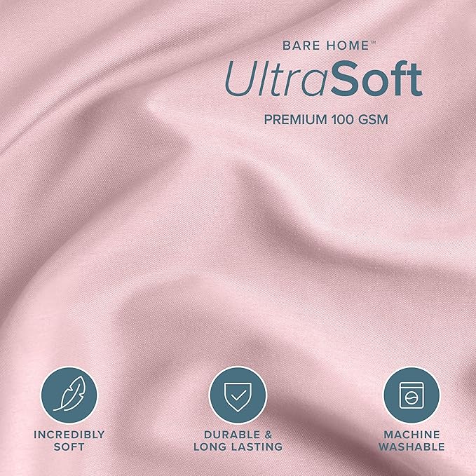 Bare Home Bedding Duvet Cover California King Size - Premium 1800 Super Soft Collection - Lightweight, Cooling - Soft Breathable Bedding Duvet Cover (Cal King, Dusty Pink)