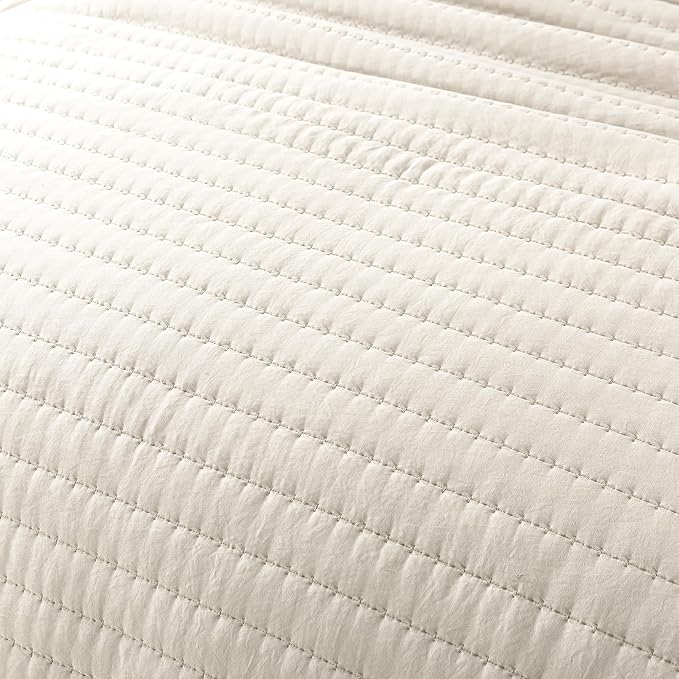 ROARINGWILD Ivory Queen Size Quilt Bedding Sets with 2 Pillow Shams, Full Lightweight Soft Bedspread Coverlet, Quilted Blanket Thin Comforter Bed Cover for All Season, 3 Pieces, 90x90 inches