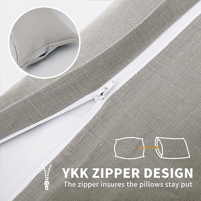 CHUFFED 100% French Linen Pillowcases Standard Size Set of 2 Linen Pillow Cases, Stone Washed Flax Pillow Shams with Zipper Closure - Breathable & Cooling for Hot Sleepers,20x26 Inches, Medium Grey