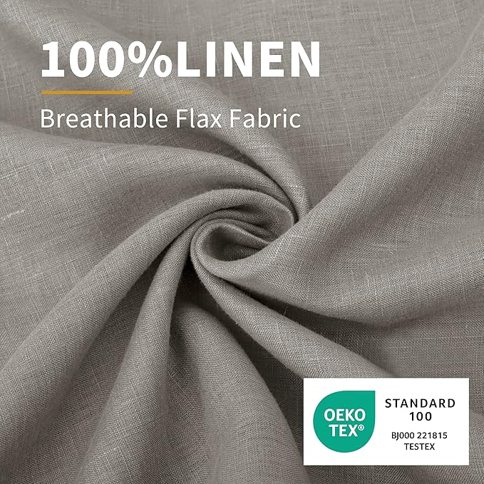 CHUFFED 100% French Linen Pillowcases Standard Size Set of 2 Linen Pillow Cases, Stone Washed Flax Pillow Shams with Zipper Closure - Breathable & Cooling for Hot Sleepers,20x26 Inches, Medium Grey