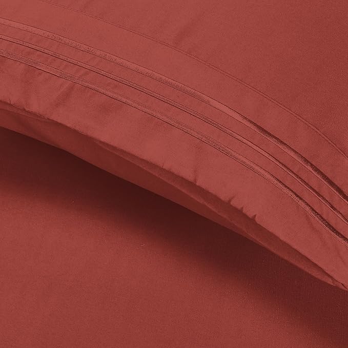 Elegant Comfort Luxury Ultra-Soft 2-Piece Pillowcase Set - 1500 Premium Hotel Quality Microfiber Double Brushed - Wrinkle Resistant, King Size, Rust