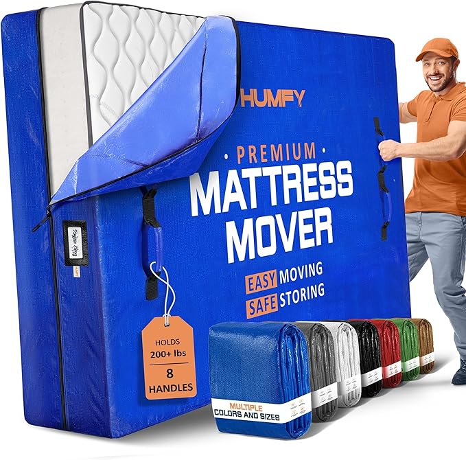 Mattress Bags For Moving With 8 Handles – Queen Mattress Moving Bag – Tear-Proof Mattress Storage Cover With Dual Zippers – Reusable Mattress Moving Bags For Transport & Storage Mattress Protector