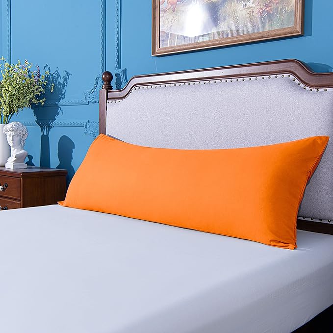 NTBAY Body Pillowcase - Brushed Microfiber 20x54 Pillowcase - Soft, Wrinkle-Free, Fade-Resistant, Stain-Resistant, Orange Body Pillow Cover with Envelope Closure - 20x54 Inches, Orange