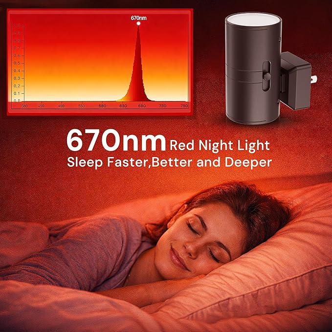 L LOHAS LED Red Night Light, Circadian Night Lights Plug into Wall, LED Nightlights with Light Sensor, Sleep Aid Red, Dimmable Night Light for Nursery Kids Adults, Home Decor, Hallway, Bedroom, 2Pack