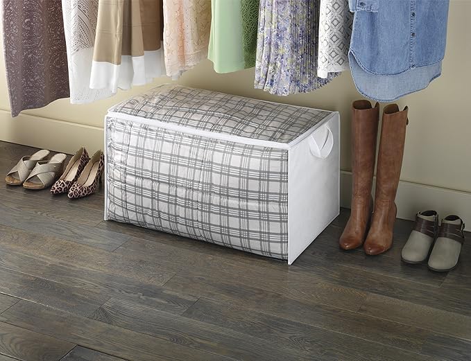 Whitmor Zippered Jumbo Storage Bag, 29"L x 17.5"W x 15.5"H, White / Clear