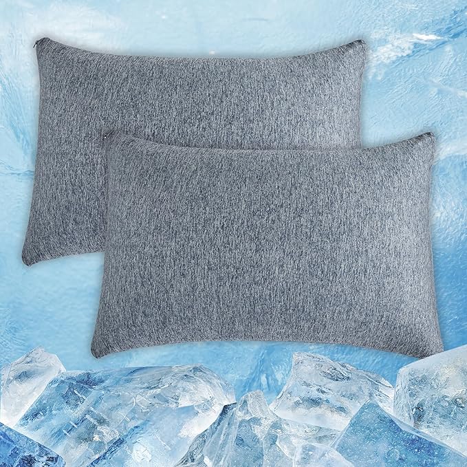 CHOSHOME Cooling Pillow Cases Zipper Pillow Covers Q-Max > 0.45 Zippered Pillowcases for Hot Sleepers, Soft, Breathable, Skin-Friendly, 2 Pack (King, 20"x36", Navy Blue)
