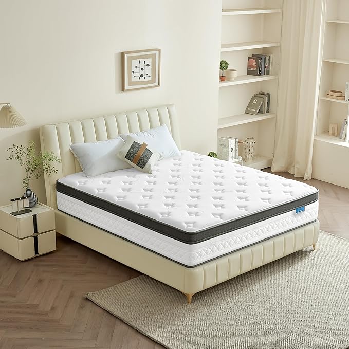Full Size Mattress, 12 Inch Cooling Hybrid Full Mattress in a Box, Medium Firm with Gel Memory Foam & Pocket Coils, Motion Isolation, Pressure Relief, CertiPUR-US
