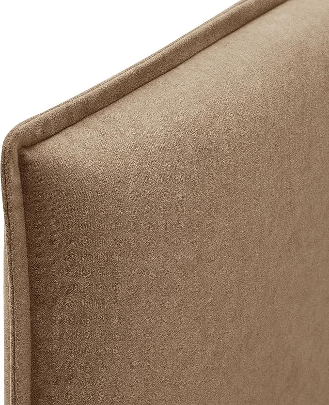 Modway Camille Queen Size Upholstered Linen Blend Headboard with Removable Slipcover – in Almond - Padded Pillow Style Headboard with Adjustable Mounting for Queen Beds