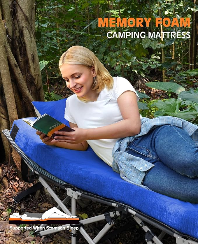 Extra Thick GAIALOOP 4 INCH Memory Foam Camping Mattress, Roll Up Floor Sleeping Mat Camp Cot Mattress Pad Travel Camping Couch Bed for Guest Adults Side Sleepers