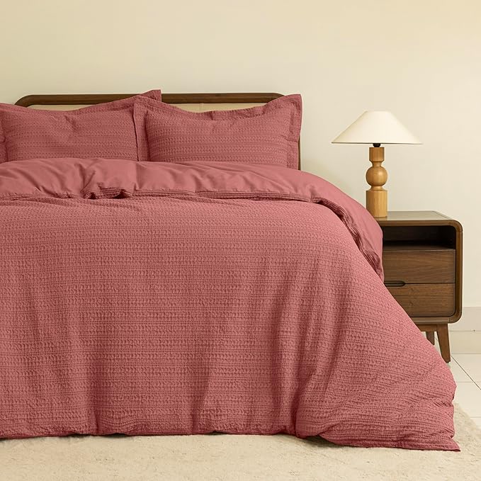 Dreamology Waffle Duvet Cover Twin, Twin Duvet Cover,100% Cotton Waffle Weave Duvet Covers with Zipper Closure, Soft Luxury Textured & Breathable Duvet Cover Set,Twin Bedding Set 2 Pieces (Terracotta)