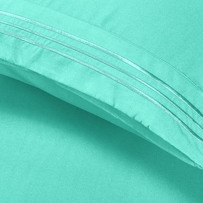 Elegant Comfort Luxury Ultra-Soft 2-Piece Pillowcase Set - 1500 Premium Hotel Quality Microfiber Double Brushed - Wrinkle Resistant, Standard/Queen, Paradise Teal