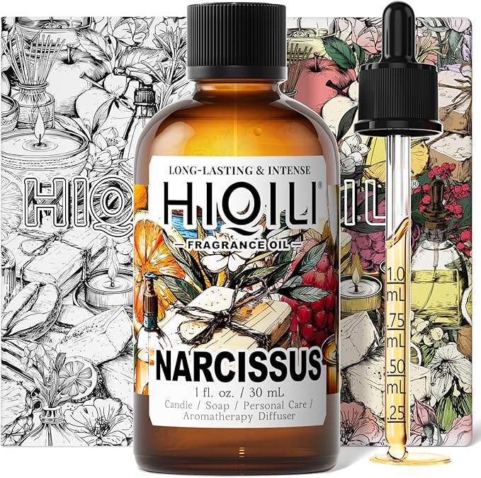 HIQILI Narcissus Fragrance Oil for Diffuser & DIY, Highly Concentrated Scented Oil for Candle Making, Soap, Perfume, Fresh Floral Aroma - 1 Fl Oz