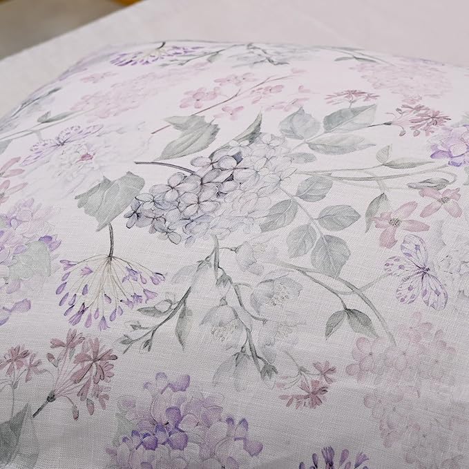 CHUFFED 100% French Linen Pillow Cases Spring Ivy Print, Farmhouse Floral Stone Washed Pillow Shams with Envelope Closure Soft Breathable Vintage Pillow Covers for Decor,20x36 inches