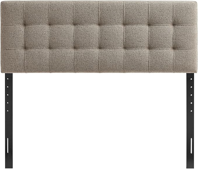Modway Lily Queen Size Headboard with Biscuit Tufting in Taupe - Fabric Upholstery with Padded Design and 5 Height-Adjustable Mounts