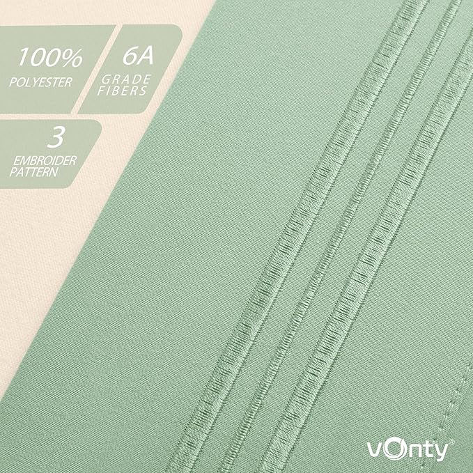 Vonty 2 Pack Standard Pillow Cases - 20x26 Inch, 1800 Thread Count Microfiber Pillowcases Standard Size Sage Green Pillow Cases Luxury & Soft Embroidered Bed Pillow Covers with Envelope Closure