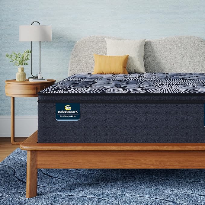 Serta Perfect Sleeper X - Lexton 14.25" Medium Pillow Top King Quilted Hybrid Mattress - 5 Support Zones and Cooling Tech for a Restorative Sleep - 100 Night Trial, CertiPUR-US Certified