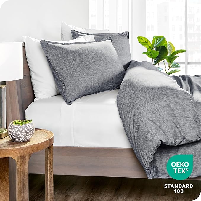 Bare Home Bedding Duvet Cover Full Size - Premium 1800 Super Soft Collection - Lightweight, Duvet Cover - Soft Textured Bedding (Full, Heathered Charcoal)