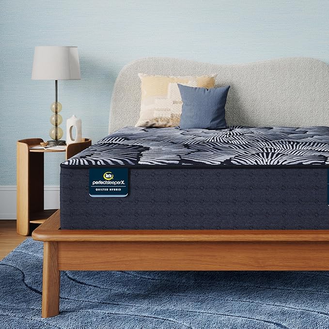 Serta Perfect Sleeper X - Knox 13.75" Plush Cal King Quilted Hybrid Mattress - 5 Support Zones and Cooling Tech for a Restorative Sleep - 100 Night Trial, CertiPUR-US Certified