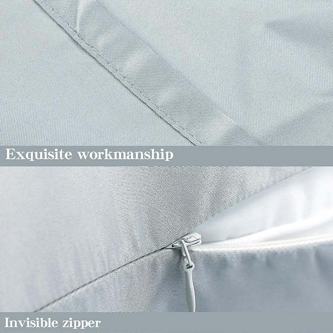 NTBAY Zippered Satin Pillow Cases for Hair and Skin, Luxury Queen Hidden Zipper Pillowcases Set of 2, 20x30 Inches, Grey