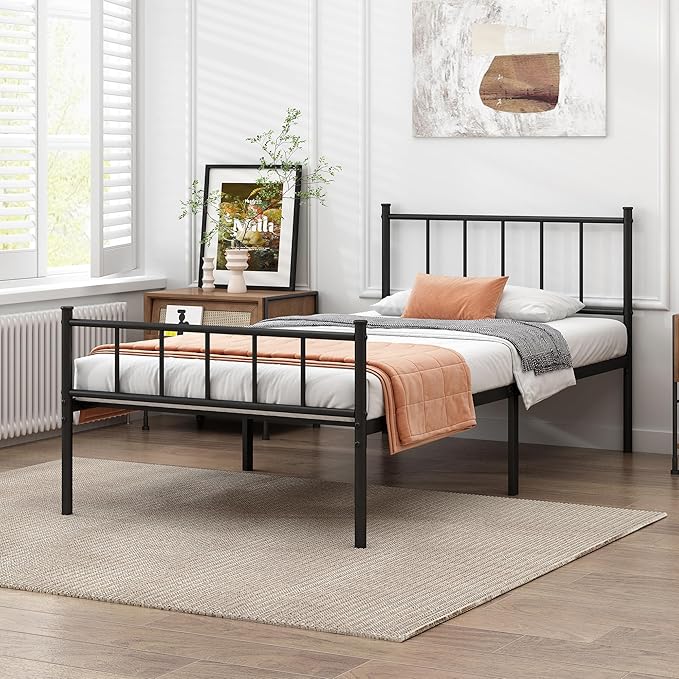 DIIYIV Twin XL Bed Frame-Classic Metal Platform Bed Frame,Mattress Foundation with Steel Slat Support,Under Foundation Storage,No Box Spring Needed, Easy Assembly,Twin XL Size