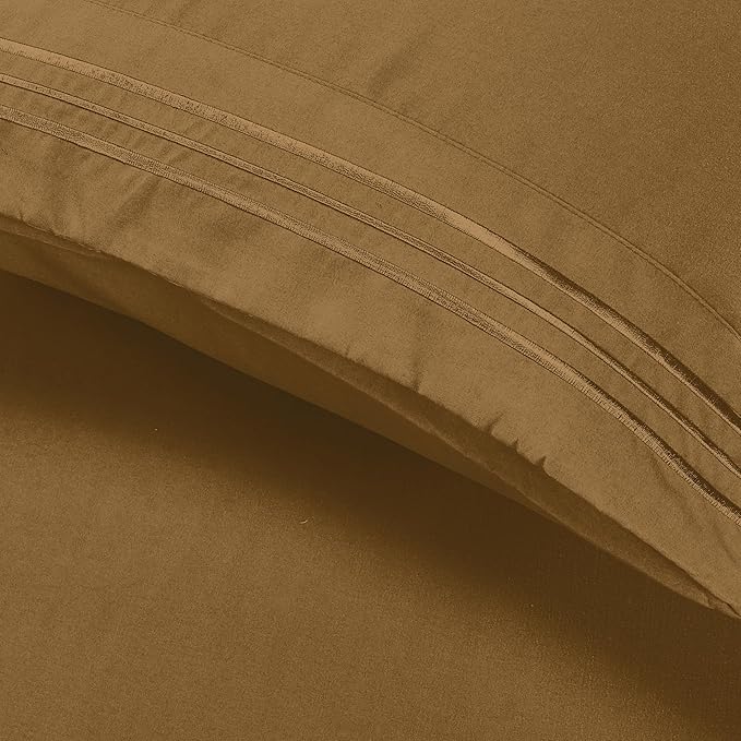 Elegant Comfort Luxury Ultra-Soft 2-Piece Pillowcase Set - 1500 Premium Hotel Quality Microfiber Double Brushed - Wrinkle Resistant, Standard/Queen, Mocha Chocolate