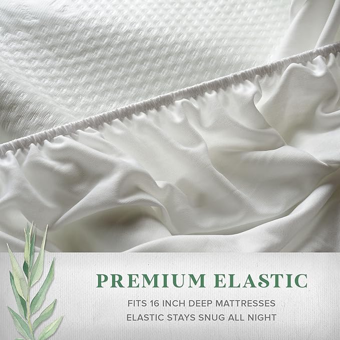 STYLINEN Tencel Eucalyptus Waterproof Mattress Protector - 100% Waterproof, Ultra Soft & Cooling with 16 Deep Pockets, Noiseless Protection from Stains & Spills (Queen)