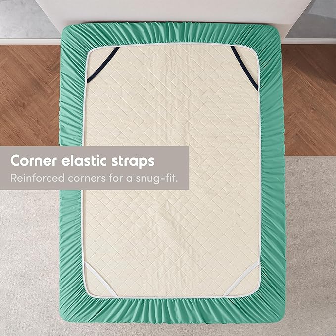 Nestl 2 Pack Mint Fitted Sheet Extra Deep Pocket, Hotel Luxury TwinFitted Sheet Only Easily Fits 18 to 24 Inch Mattress, Super Soft, Wrinkle-Free and Breathable with Corner Straps