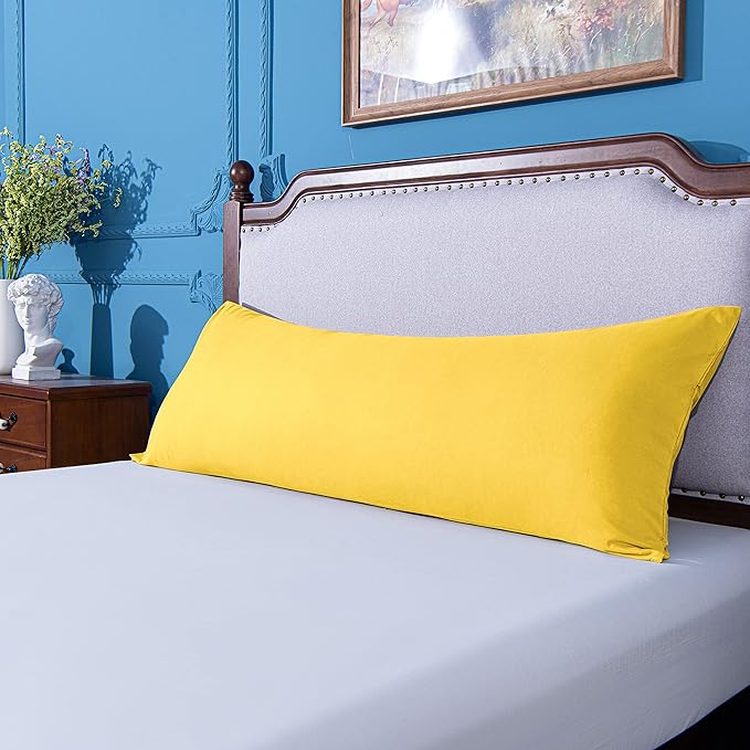 NTBAY Body Pillowcase - Brushed Microfiber 20x54 Pillowcase - Soft, Wrinkle-Free, Fade-Resistant, Stain-Resistant, Yellow Body Pillow Cover with Envelope Closure - 20x54 Inches, Yellow