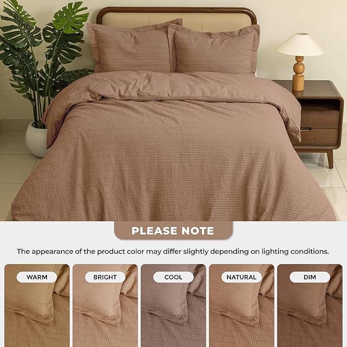 Dreamology Waffle Weave Duvet Cover, Full Duvet Cover,100% Cotton Waffle Duvet Covers with Zipper Closure, Soft Luxury Textured & Breathable Duvet Cover Set,Bedding Duvet Cover Sets 3 Pieces (Brown)