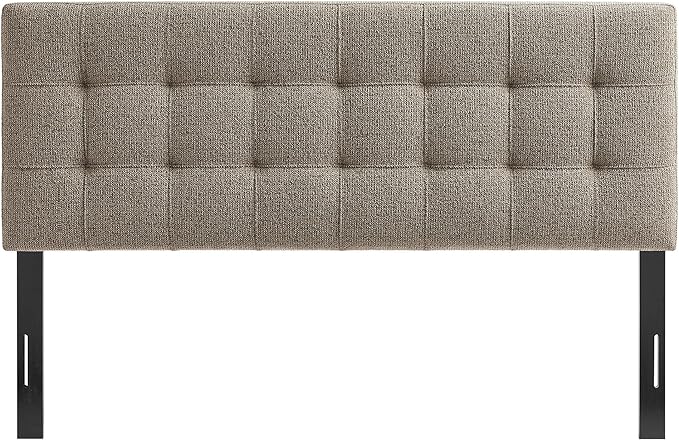 Modway Lily King Size Headboard with Biscuit Tufting in Taupe - Fabric Upholstery with Padded Design and 5 Height-Adjustable Mounts