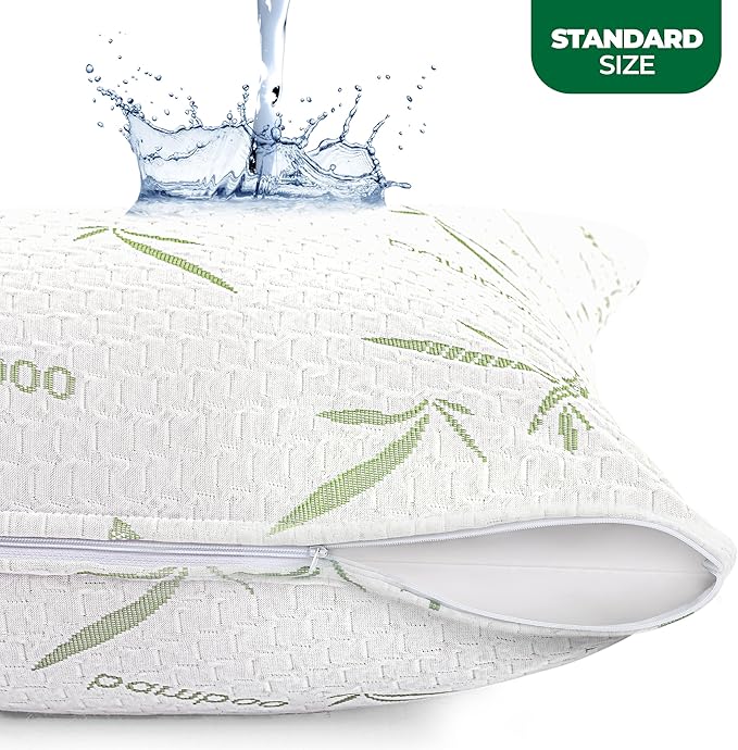 Utopia Bedding Waterproof Pillow Protectors with Zipper Standard Size (2 Pack), Soft and Cooling Bamboo Viscose Pillow Covers, Bed Bug Proof Pillow Encasements 20 x 26 Inches