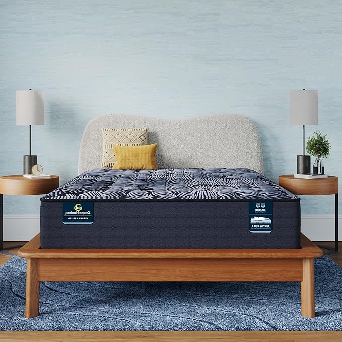 Serta Perfect Sleeper X - Knox 13.5" Firm Full Quilted Hybrid Mattress - 5 Support Zones and Cooling Tech for a Restorative Sleep - 100 Night Trial, CertiPUR-US Certified