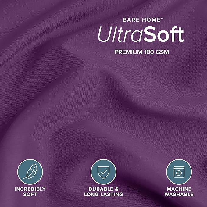 Bare Home Bedding Duvet Cover Queen Size - Premium 1800 Super Soft Collection - Lightweight, Cooling Duvet Cover - Soft Breathable Bedding (Queen, Plum)