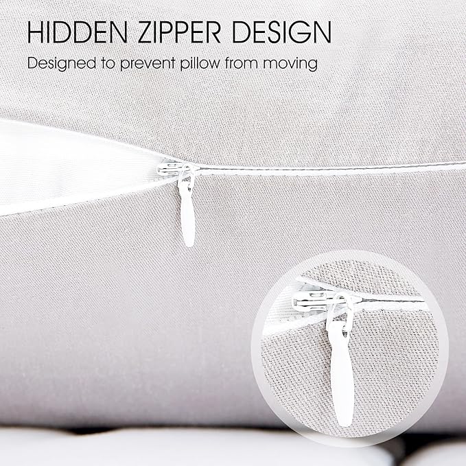 Cotton Pillow Protectors/Cases Standard Size with Zipper 2 Pack Light Grey Color,Cooling & Breathable Bed Pillow Protectors Set of 2 Pillow Cases Cover (Standard 20" x 26")