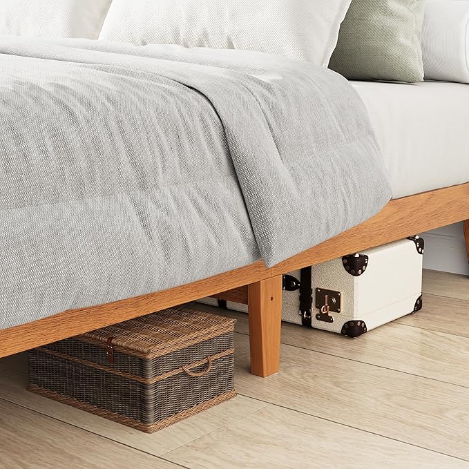 COLAMY 12 Inch Wood Platform Bed Frame，Sturdy Full Size Bed Frame with Wood Slat Support, No Box Spring Needed, Easy Assembly, Rustic Pine