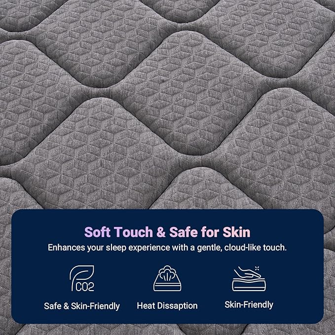 Avenco Queen Mattress, 10 Inch Queen Size Mattress in a Box, Medium Firm Hybrid Mattresses with Smarts™ Coil and Gel Memory Foam for Cool Night Sleep & Pressure Relief, CertiPUR-US Certified