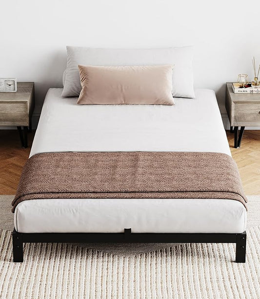 IDEALHOUSE 6 Inch Twin Bed Frames with Under Bed Storage, Heavy Duty Mattress Foundation, Easy Assembly, No Box Spring Needed,75.2" Dx39 Wx6 H Platform Bed for Bedroom, Apartment, Black, Metal