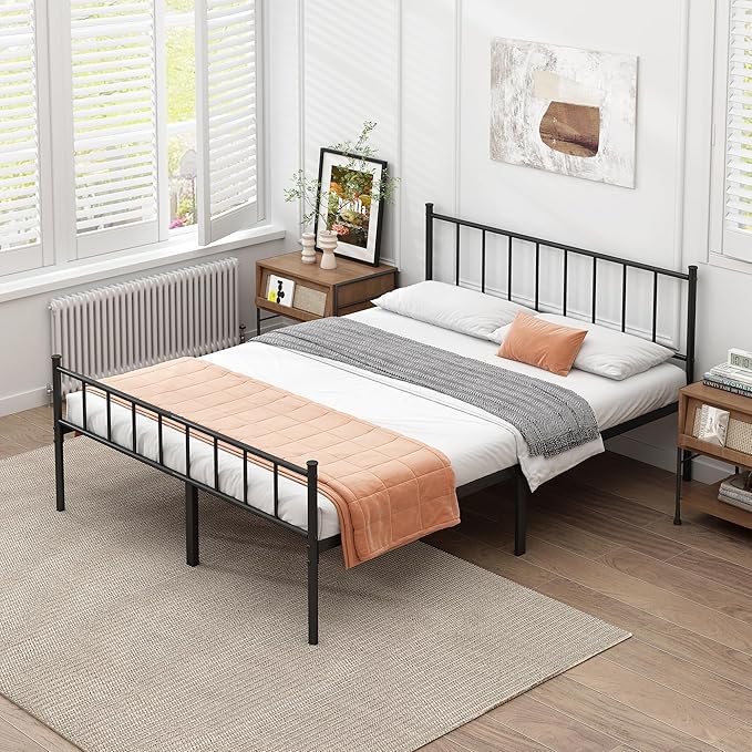 DIIYIV Full Bed Frame-Classic Metal Platform Bed Frame,Mattress Foundation with Steel Slat Support,Under Foundation Storage,No Box Spring Needed, Easy Assembly, Full Size