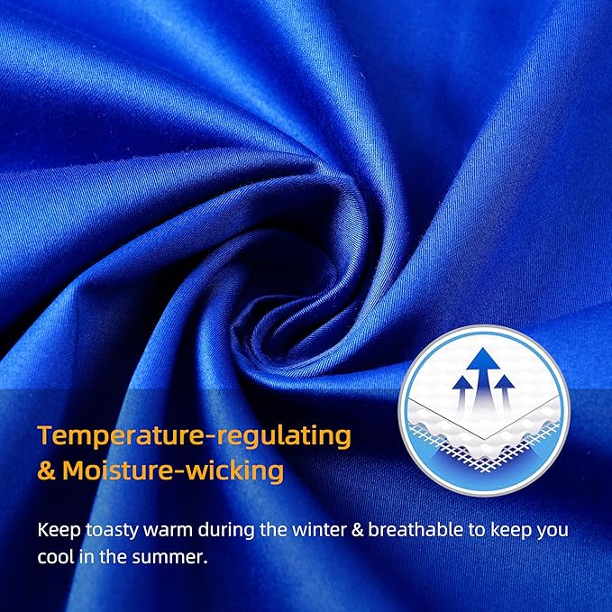 400 Thread Count Cotton Pillow Case King with Zipper, 40" L x 20" W, Cotton Pillow Protectors Cover- Set of 2 - Royal Blue - Pillows Not Included