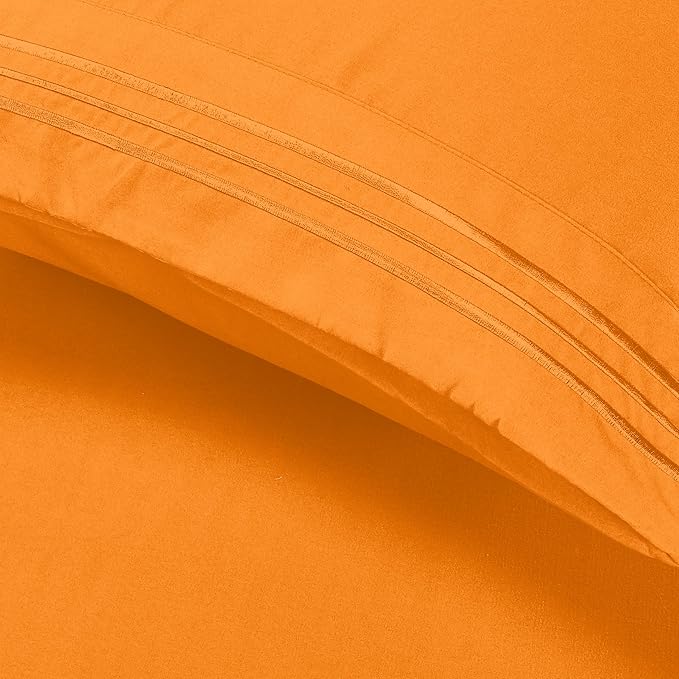 Elegant Comfort Luxury Ultra-Soft 2-Piece Pillowcase Set - 1500 Premium Hotel Quality Microfiber Double Brushed - Wrinkle Resistant, Vibrant Orange (standard/queen size)