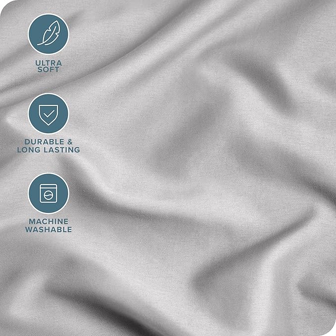 Bare Home Microfiber Pillow Cases - King 20x36 - Cooling Pillowcases - Double Brushed - Easy Care - Envelope Closure (King Pillowcase Set of 2, Light Grey)