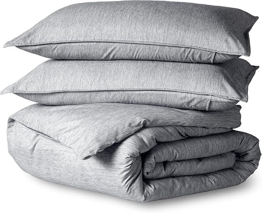 Bare Home Bedding Duvet Cover Full Size - Premium 1800 Super Soft Collection - Lightweight, Duvet Cover - Soft Textured Bedding (Full, Heathered Charcoal)