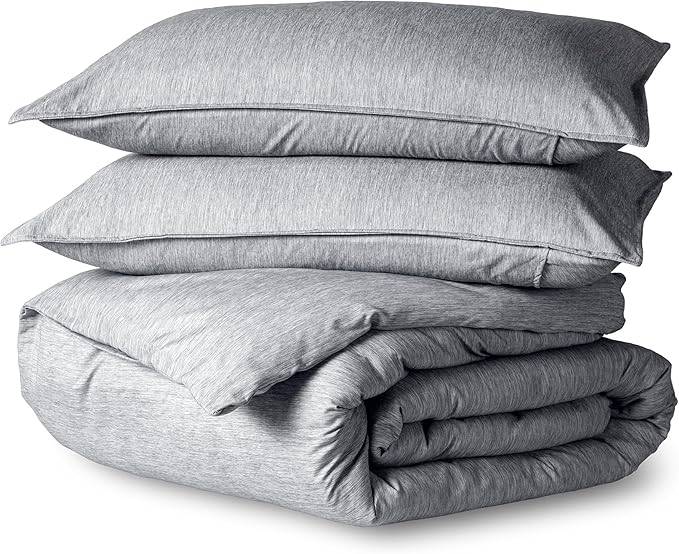 Bare Home Bedding Duvet Cover Queen Size - Premium 1800 Super Soft Collection - Lightweight, Duvet Cover - Soft Textured Bedding (Queen, Heathered Charcoal)