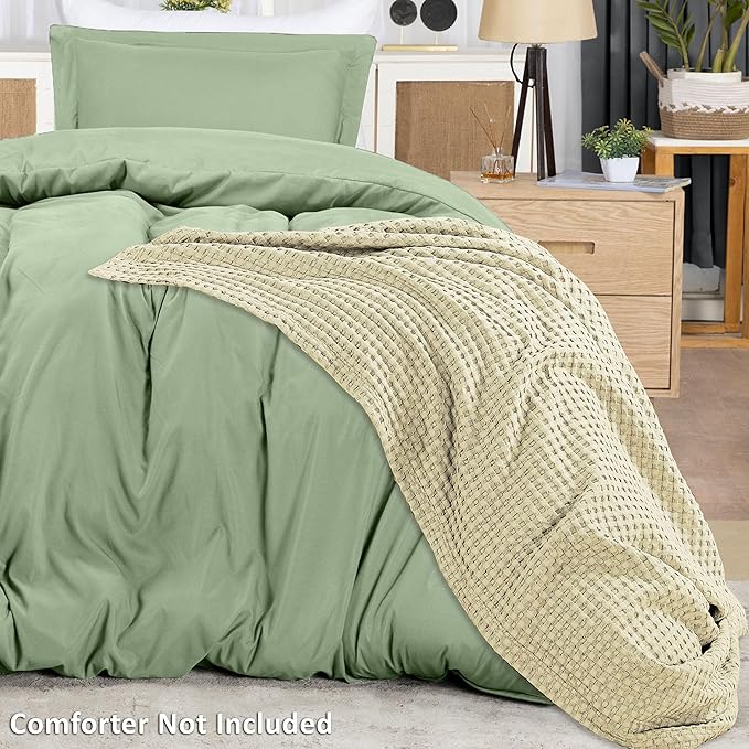 Utopia Bedding Duvet Cover Twin Size - 2 Piece with Zipper Closure - 1 Comforter Cover 68X90 Inches & 1 Pillow Sham 20X26 Inches (Sage) Comforter Not Included