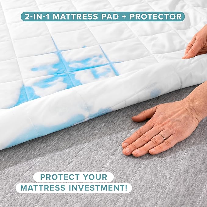 Bare Home Waterproof Quilted Mattress Protector (Queen) - Cooling Mattress Pad - Protects Against Spills - Easily Washable - Elastic Fitted Mattress Cover - Stretch-to-Fit up to 15 Inches Deep (Queen)