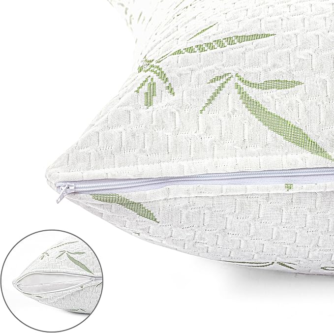 Utopia Bedding Waterproof Pillow Protectors with Zipper Queen Size (2 Pack), Soft and Cooling Bamboo Viscose Pillow Covers, Bed Bug Proof Pillow Encasements 20 x 28 Inches