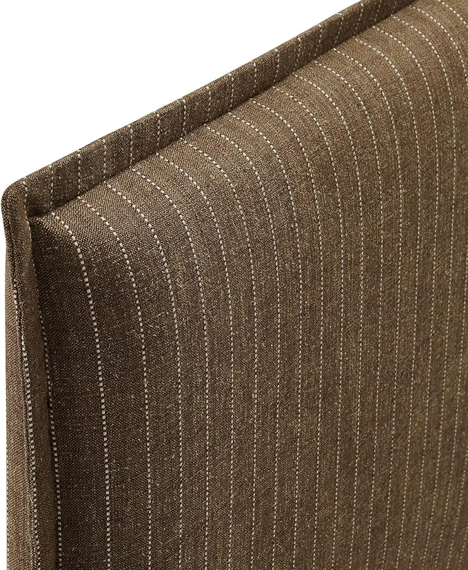 Modway Camille Full Size Striped Linen Blend Pinstripe Headboard with Removable Slipcover – in Earth Stripe - Padded Pillow Style Headboard with Adjustable Mounting for Full Beds
