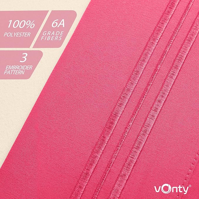 Vonty 2 Pack Standard Pillow Cases - 20x26 Inch, 1800 Thread Count Microfiber Pillowcases Standard Size Hot Pink Pillow Cases Luxury & Soft Embroidered Bed Pillow Covers with Envelope Closure