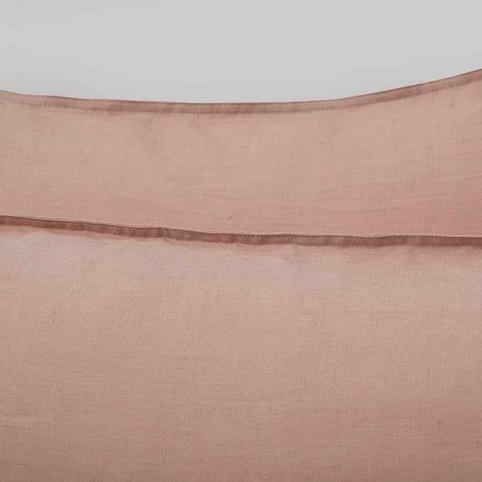 CHUFFED Linen Pillowcases 2 Pack 100% Linen Standard Pillow Cases, Breathable and Cooling Washed Pillowshams with Zipper Closure, 20x26 Inches,Pink